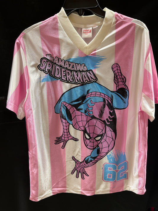 Spider-Man Pink and White Striped Jersey