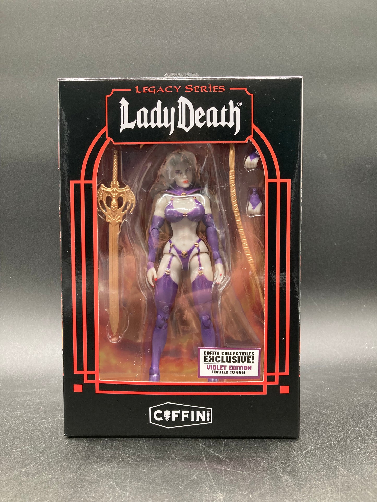 Lady Death Executive Replicas Legacy Series Coffin Comics Figure 2024 Exclusive Violet Edition Figure Limited Edition 1/666