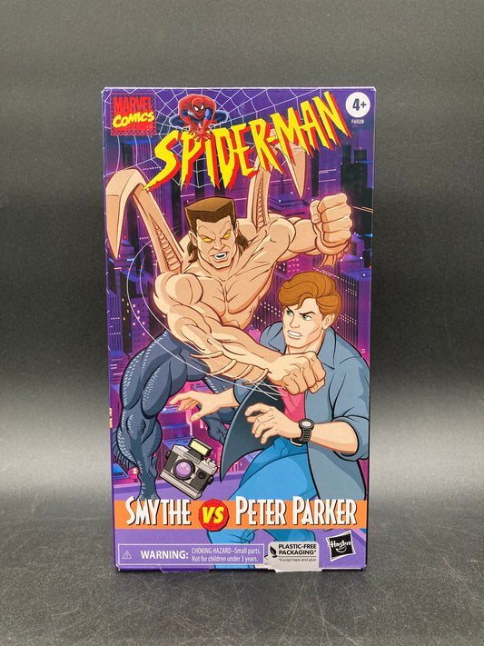 Smythe & Peter Parker Hasbro Marvel Legends VHS Spider-Man Animated Series Retro Figure Set 2023