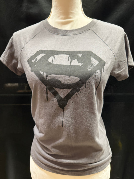 Gray with Black Print Superman Shirt