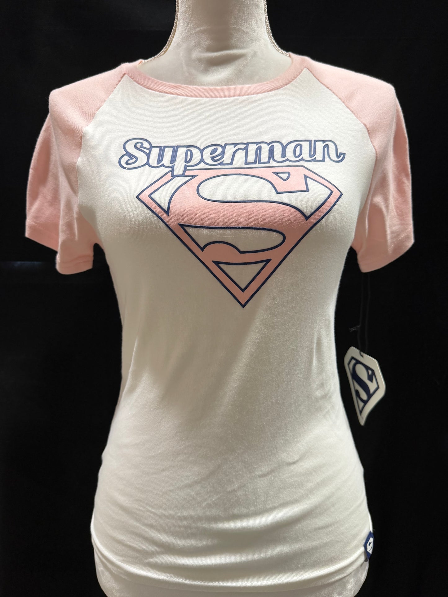 Pink Sleeved Retro Style Superman Top