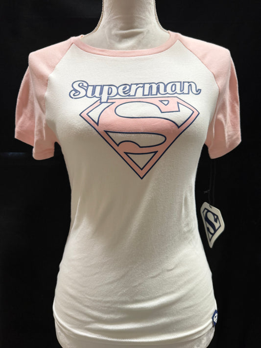 Pink Sleeved Retro Style Superman Top
