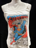 White Superman Adjustable Spaghetti Strap Tank by Mad Engine