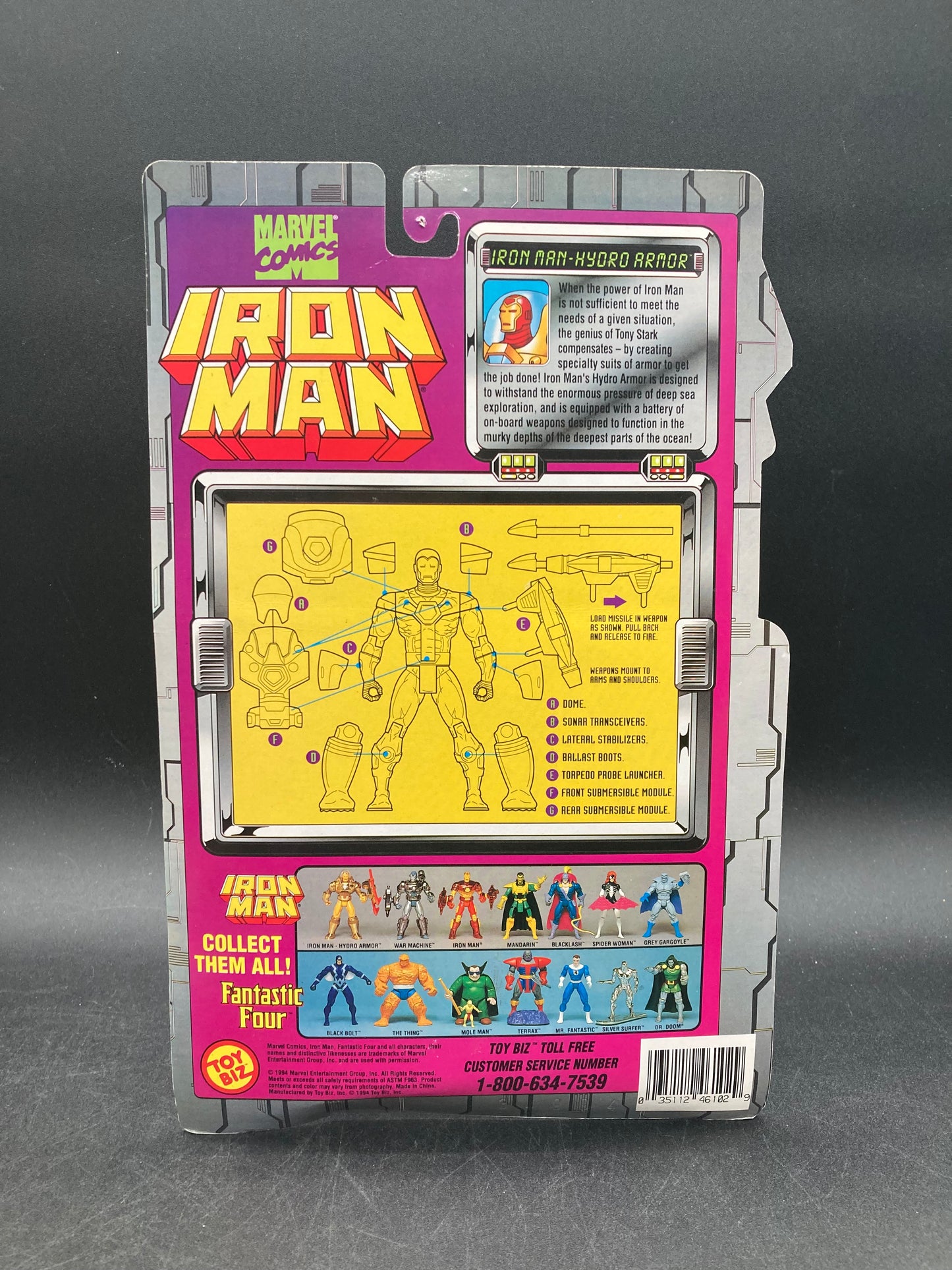 Hydro Armor Iron Man Toybiz Iron Man Animated Series Figure 1994