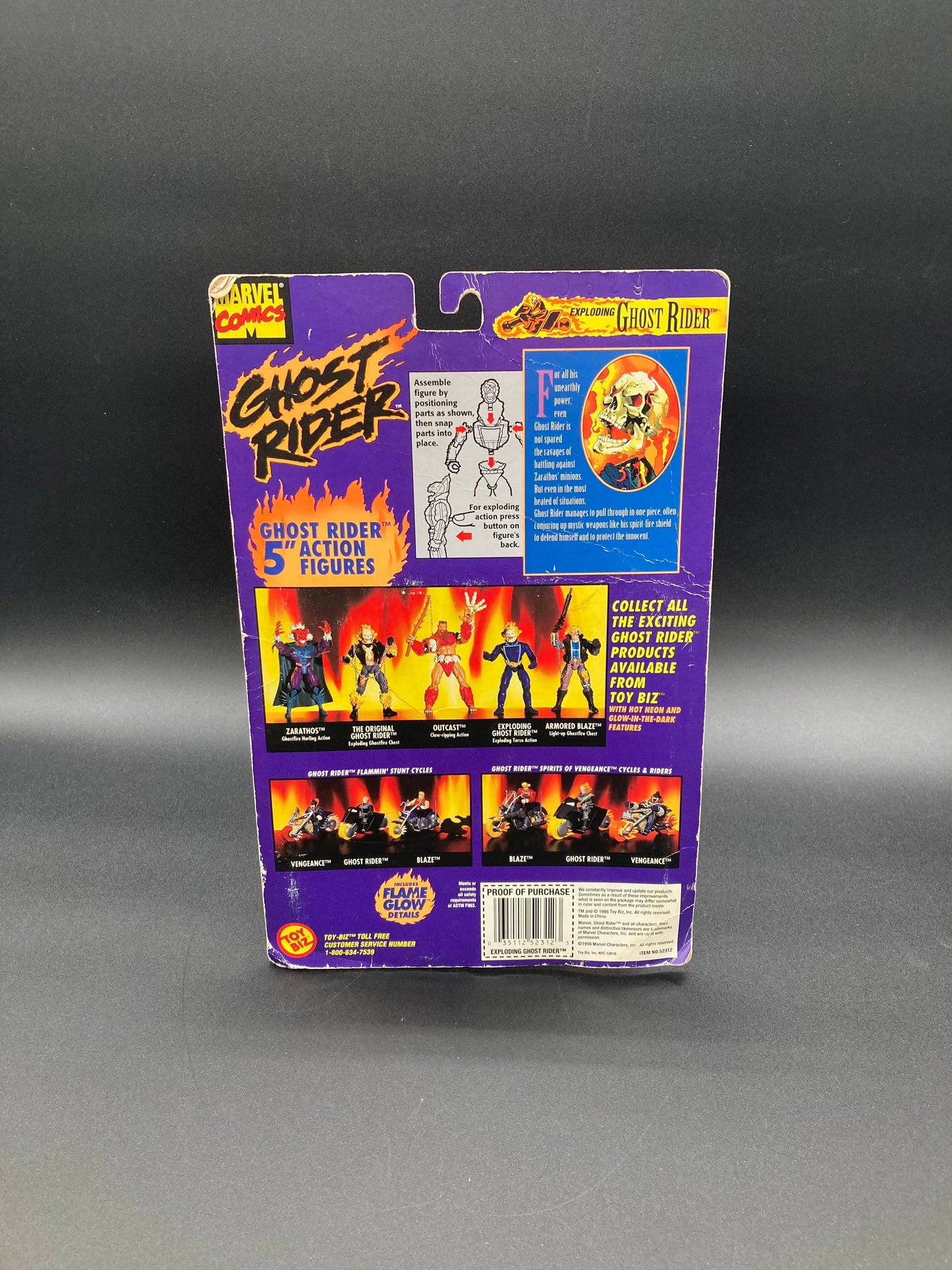 Ghost Rider Toybiz Glow In The Dark Exploding 1996 Figure