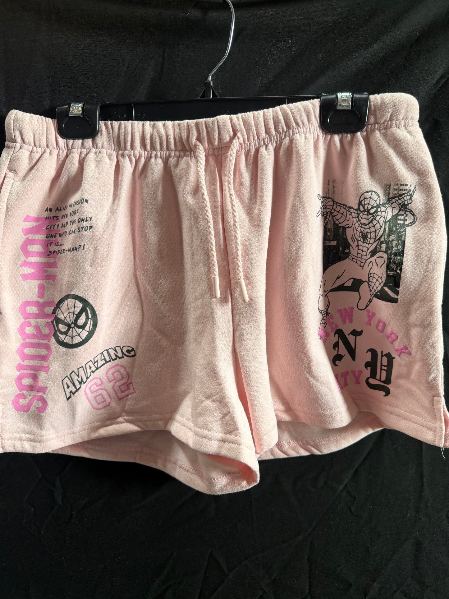 Pink Marvel Spider-Man Women's graphic drawstring shorts