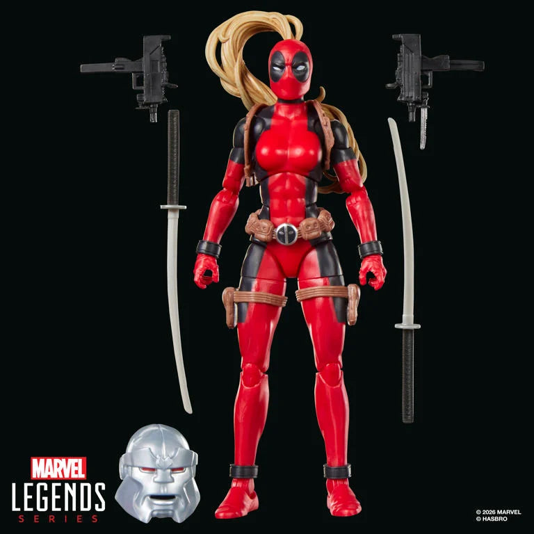Lady Deadpool (BAF Marvel's Box) Action Figure Marvel Legends Hasbro 2026. Figure and accessories.