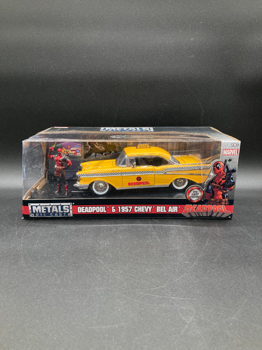 Deadpool & 1957 Chevy Bel Air JADA TOYS Metals Die Cast Figure & Vehicle Collectible Set 2019
