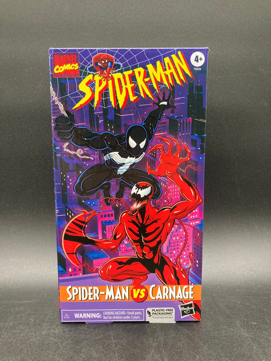 Symbiote Spider-Man & Carnage Hasbro Marvel Legends VHS Spider-Man Animated Series Retro Figure Set 2023