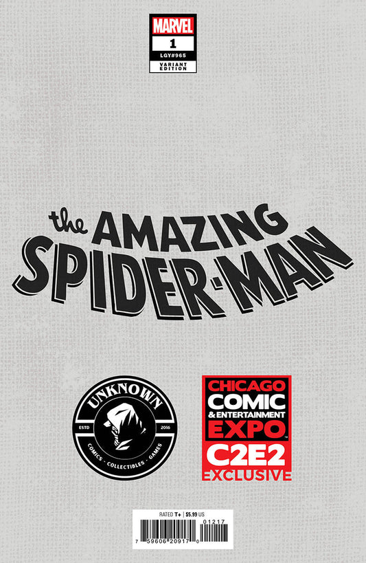 Amazing Spider-Man #1 Unknown Comics Nathan Szerdy C2E2 2025 Exclusive Black & White Var (04/09/2025)