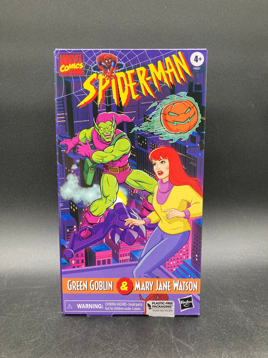 Green Goblin & Mary Jane Watson Hasbro Marvel Legends VHS Spider-Man Animated Series Retro Figure Set 2023