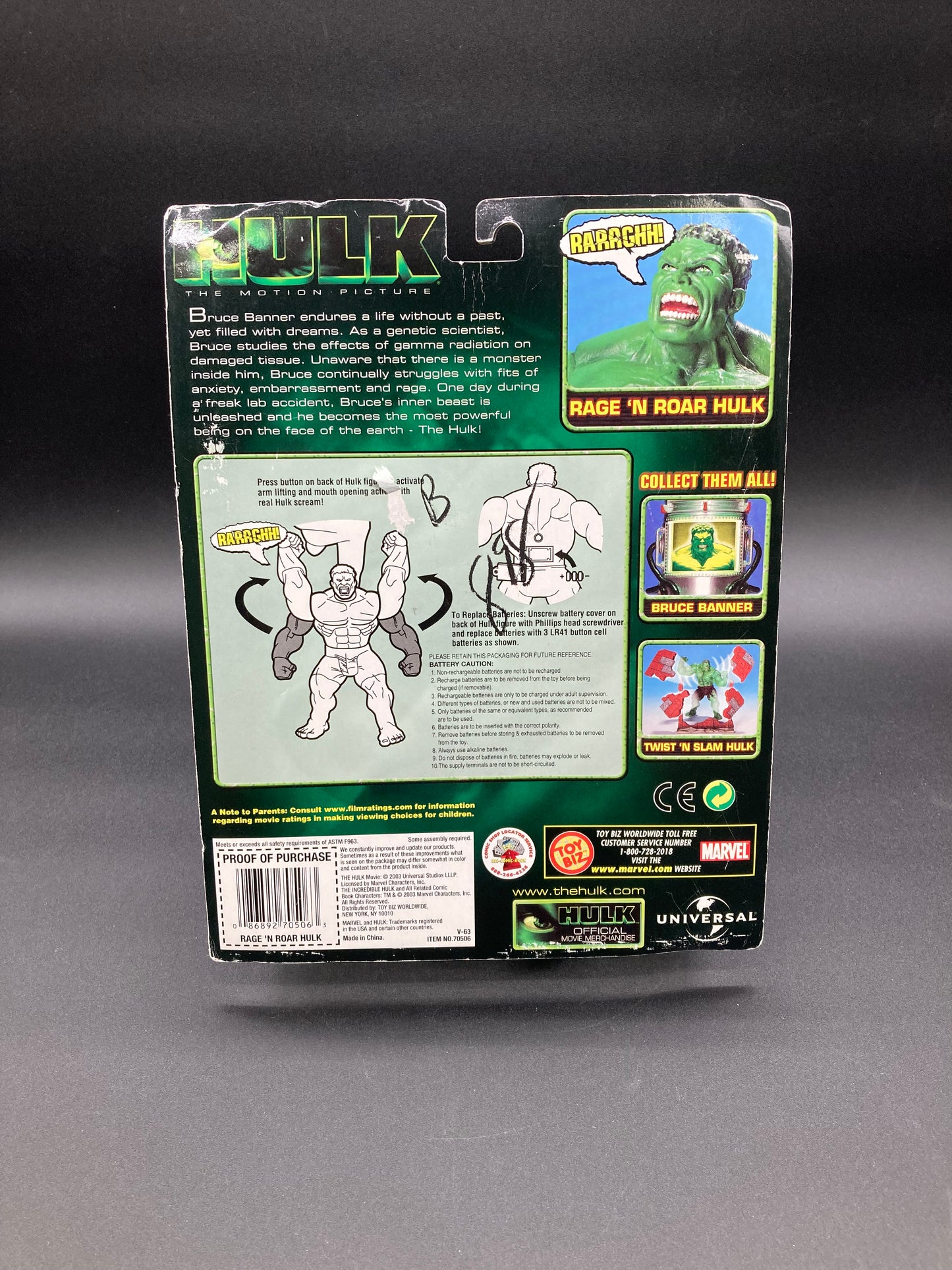 Hulk Movie Toybiz Rage ‘N Roar Hulk 2003 Figure