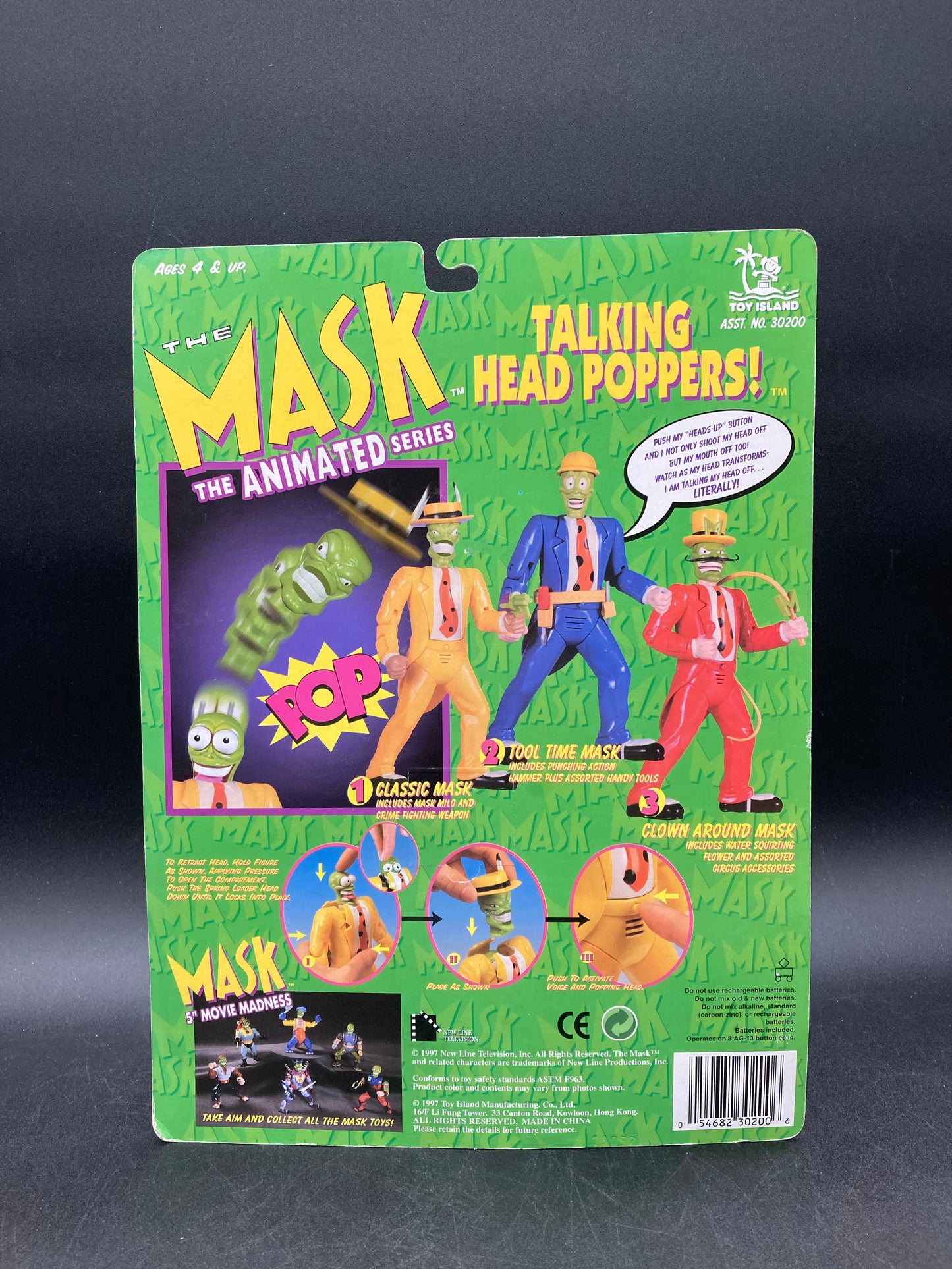 Classic Mask Toy Island The Mask Animated Series Talking Head Poppers Figure 1997