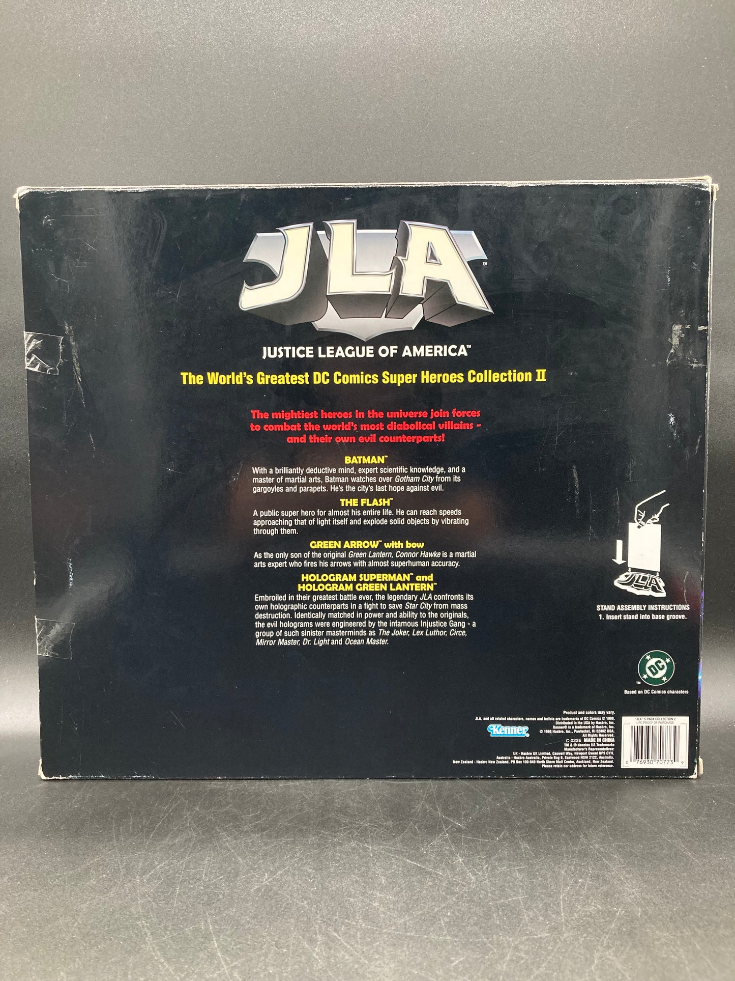 Justice League Of America Kenner DC Batman, The Flash, Green Arrow, Hologram Superman & Hologram Green Lantern Deluxe Figure 6” Set 1998