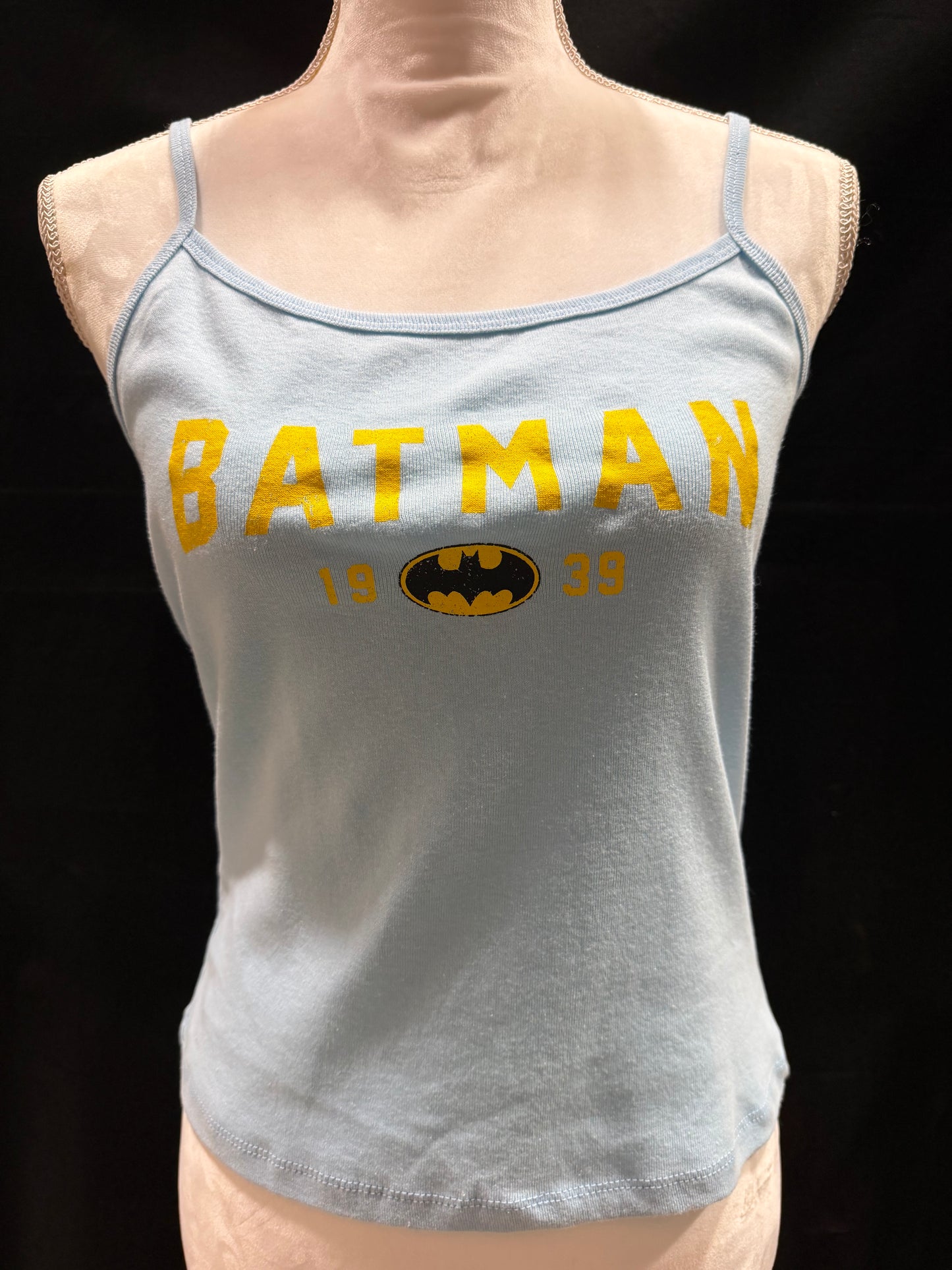 Light Blue Batman Adjustable Spaghetti Strap Tank by Mad Engine