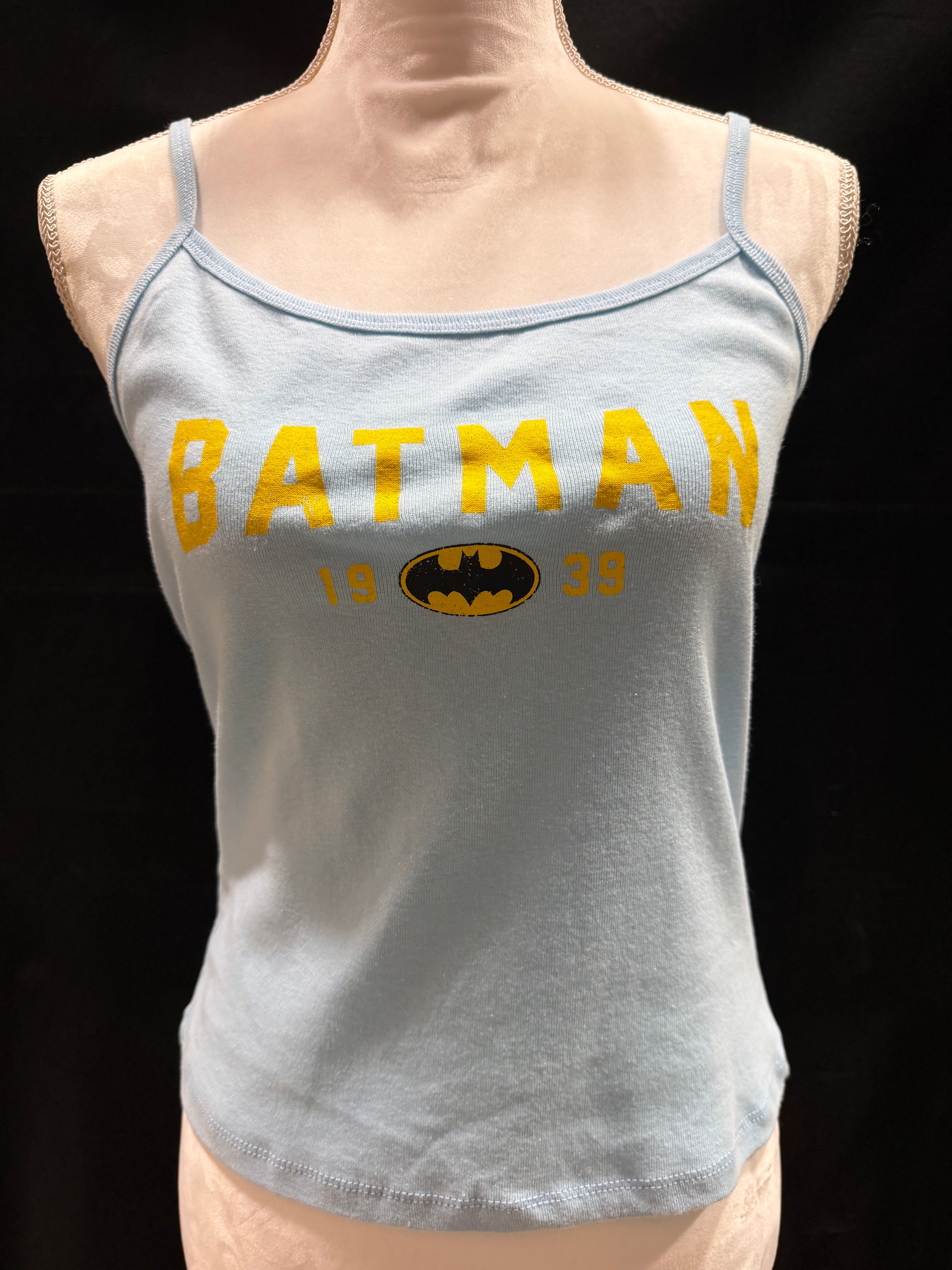 Light Blue Batman Adjustable Spaghetti Strap Tank by Mad Engine