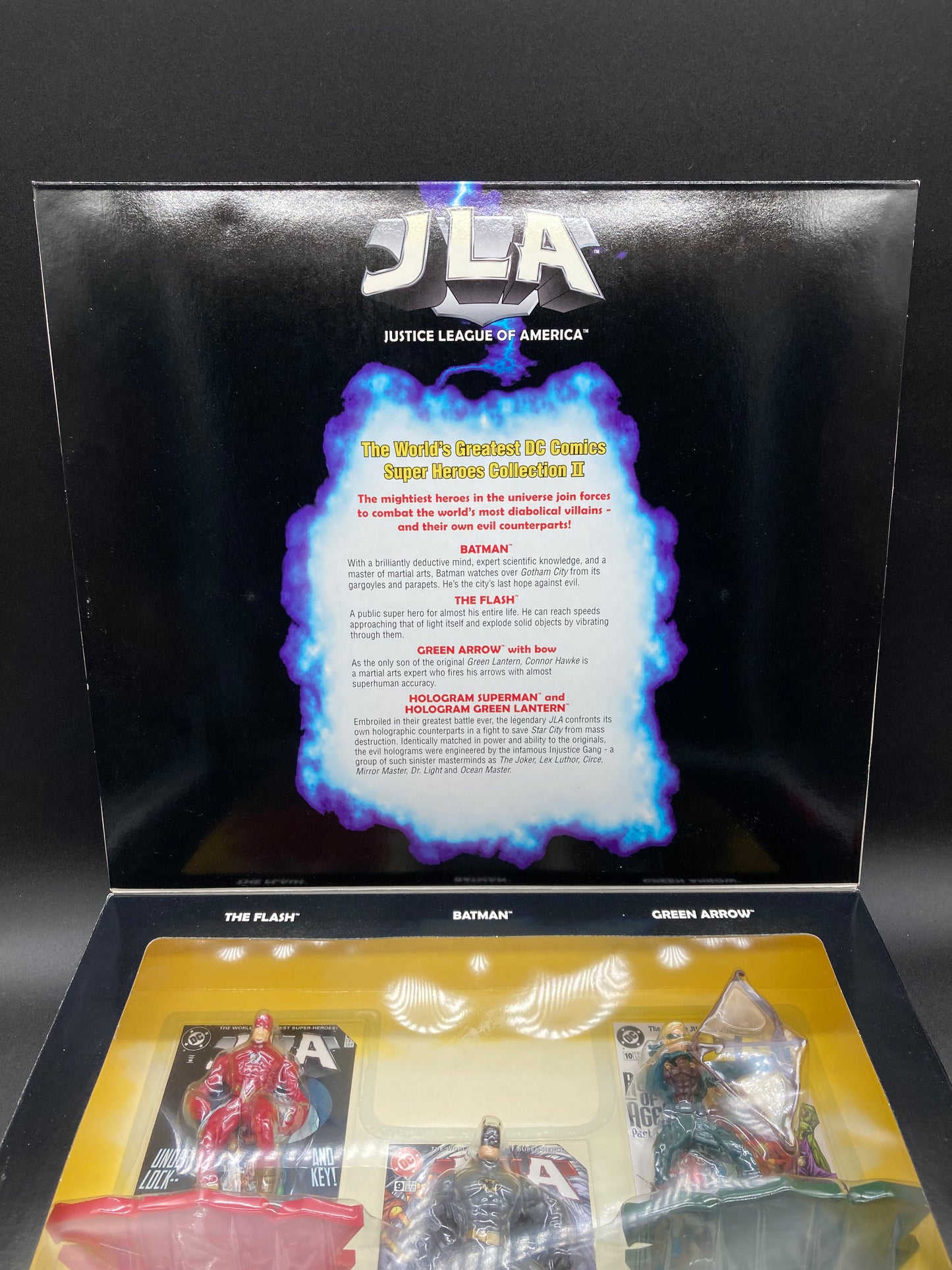Justice League Of America Kenner DC Batman, The Flash, Green Arrow, Hologram Superman & Hologram Green Lantern Deluxe Figure 6” Set 1998
