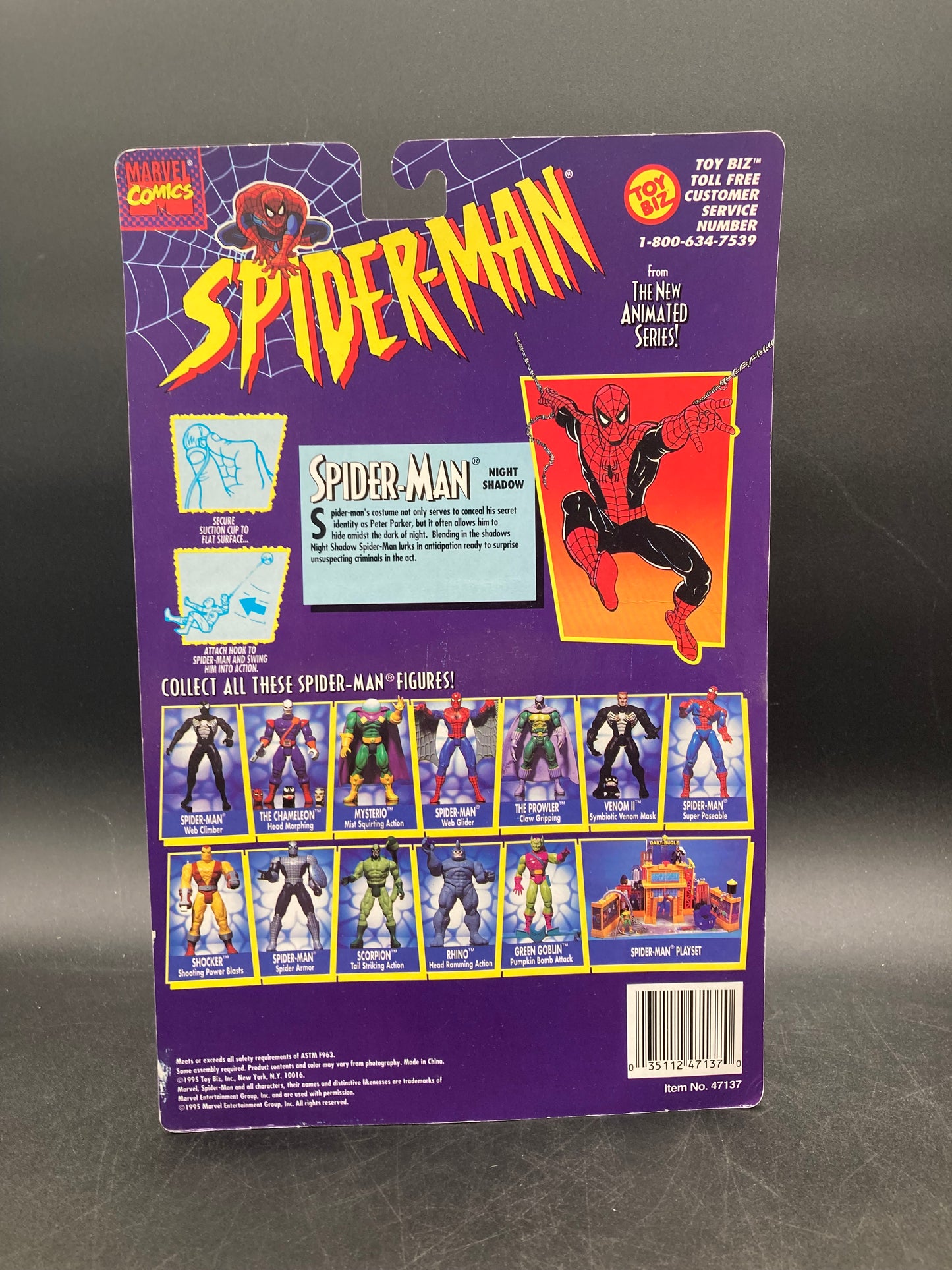 Night Shadow Spider-Man Toybiz Spider-Man Animated Series Figure 1995