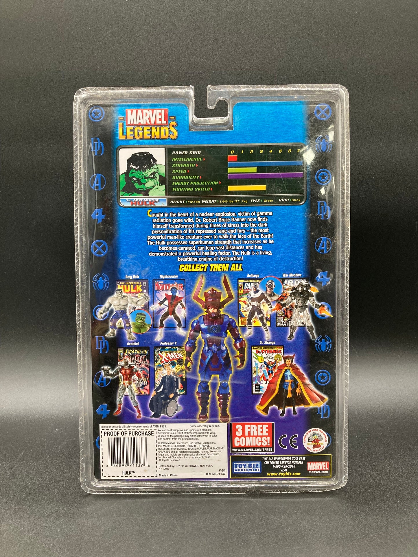 1st Appearance Incredible Hulk Toybiz Marvel Legends Galactus Series Figure 2005
