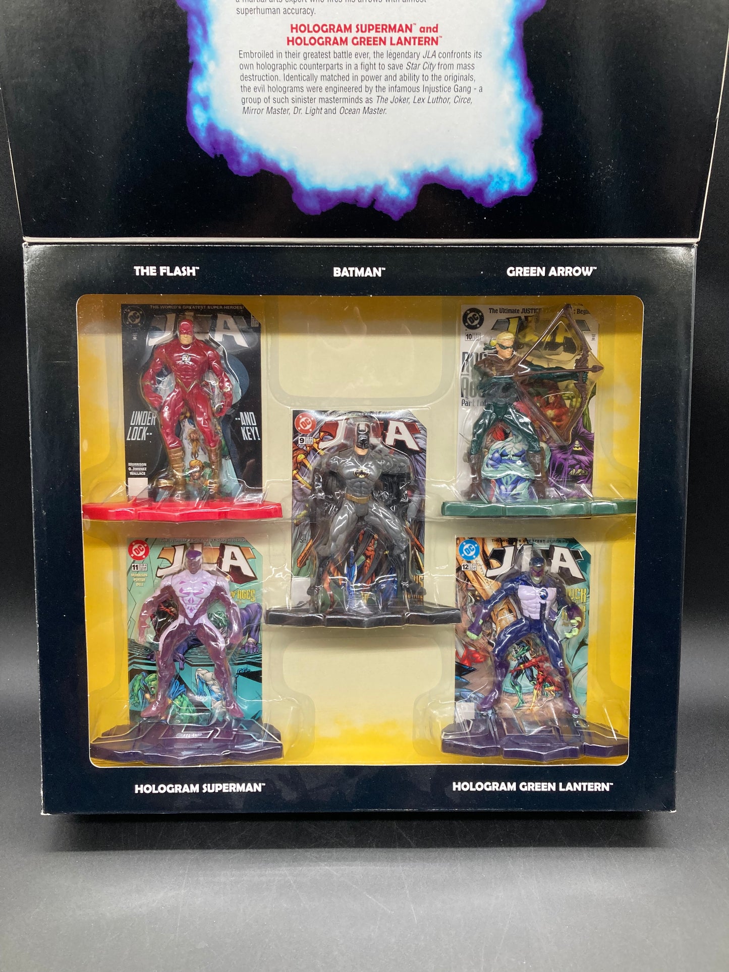 Justice League Of America Kenner DC Batman, The Flash, Green Arrow, Hologram Superman & Hologram Green Lantern Deluxe Figure 6” Set 1998