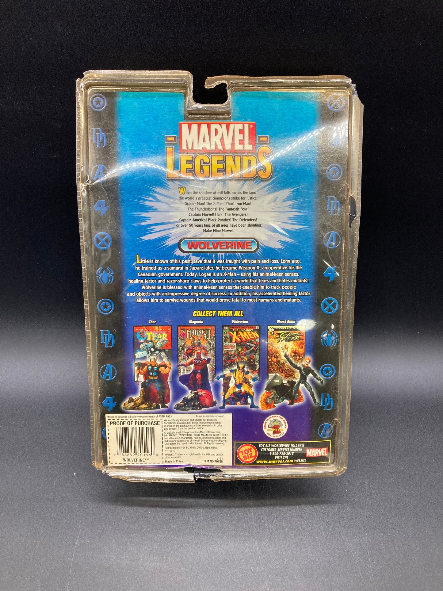 Wolverine Toybiz Marvel Legends Figure 2002 (Damaged Card)