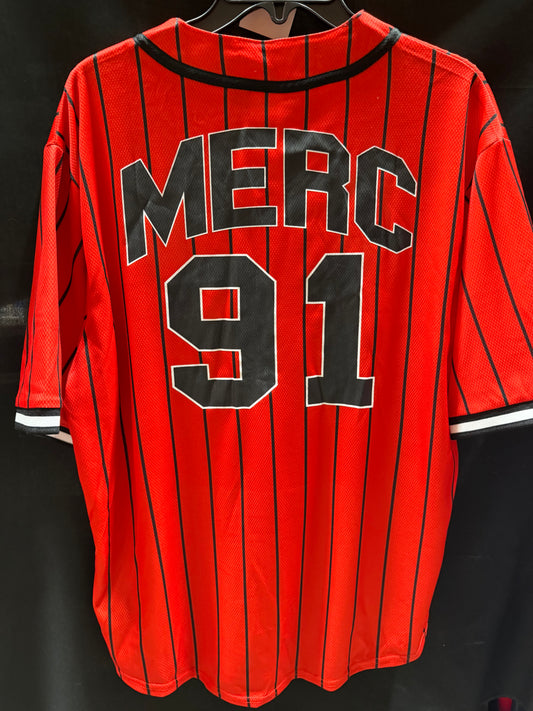 Official Deadpool Button-Down Baseball Jersey - MERC 91