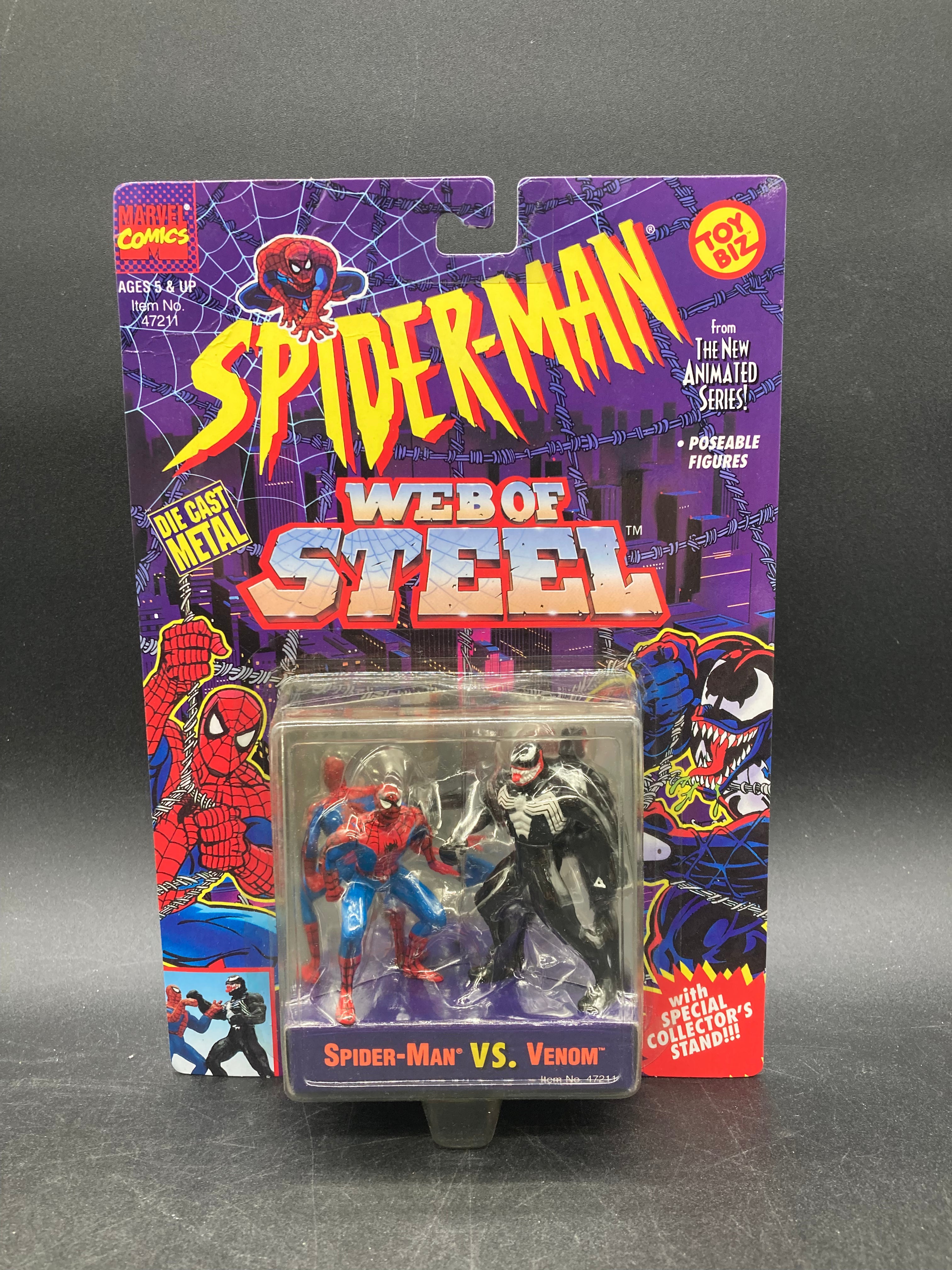 Spider-Man VS Venom Toybiz Spider-Man Animated Series Web Of Steel Figures 1994