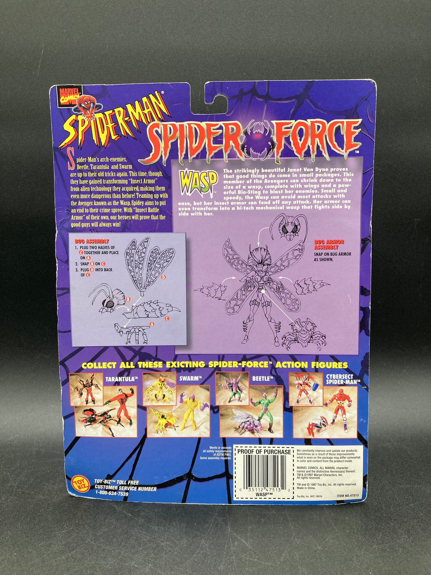 Wasp Toybiz Spider-Man Spider Force Figure 1997