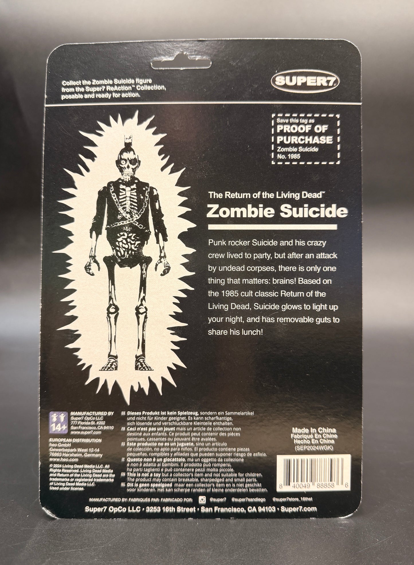 Zombie Suicide Super 7 Return Of The Living Dead Glow-In-The-Dark Figure 2024