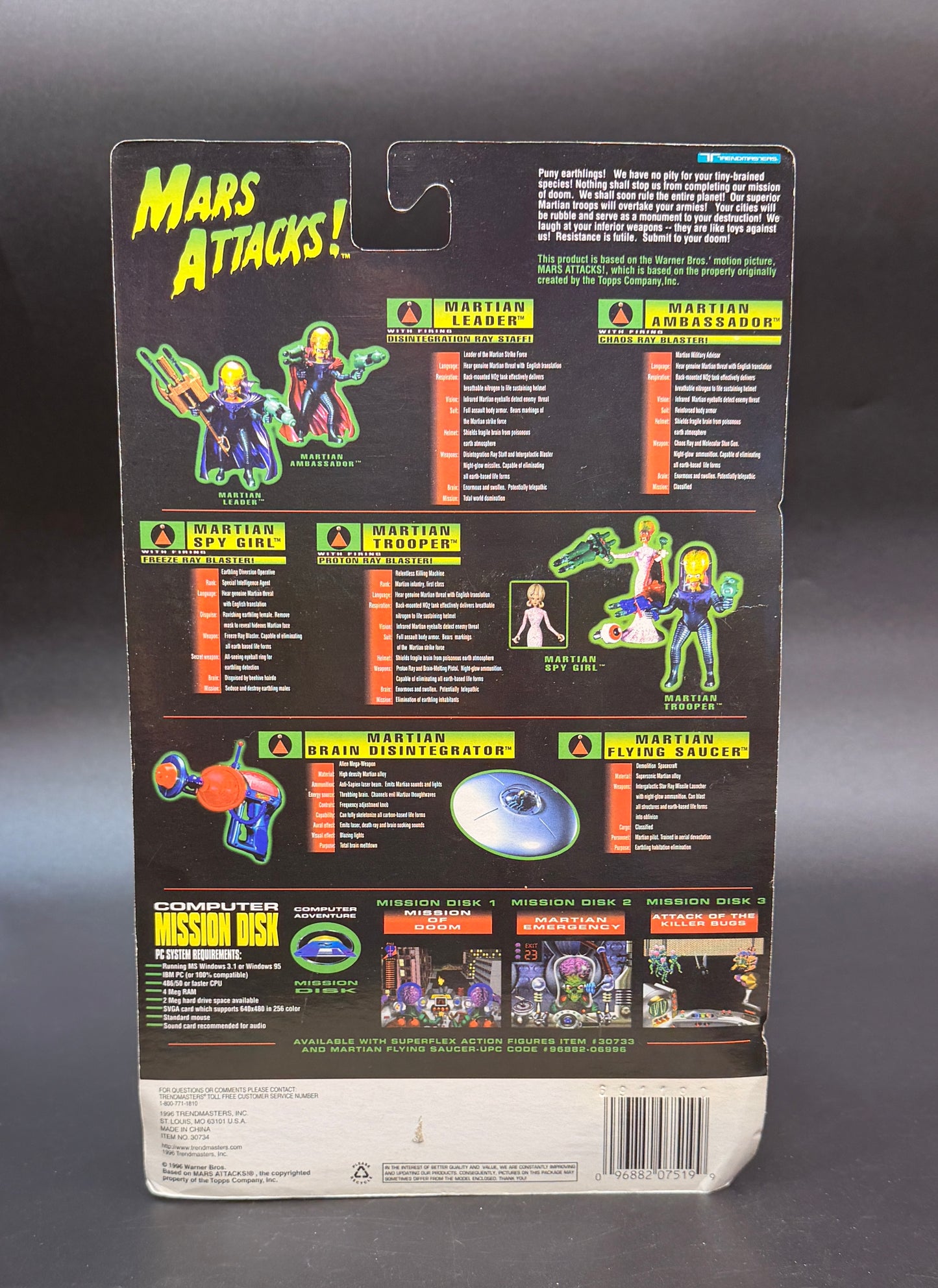Martian Trooper Mars Attacks! Action Figure Trendmasters 1996