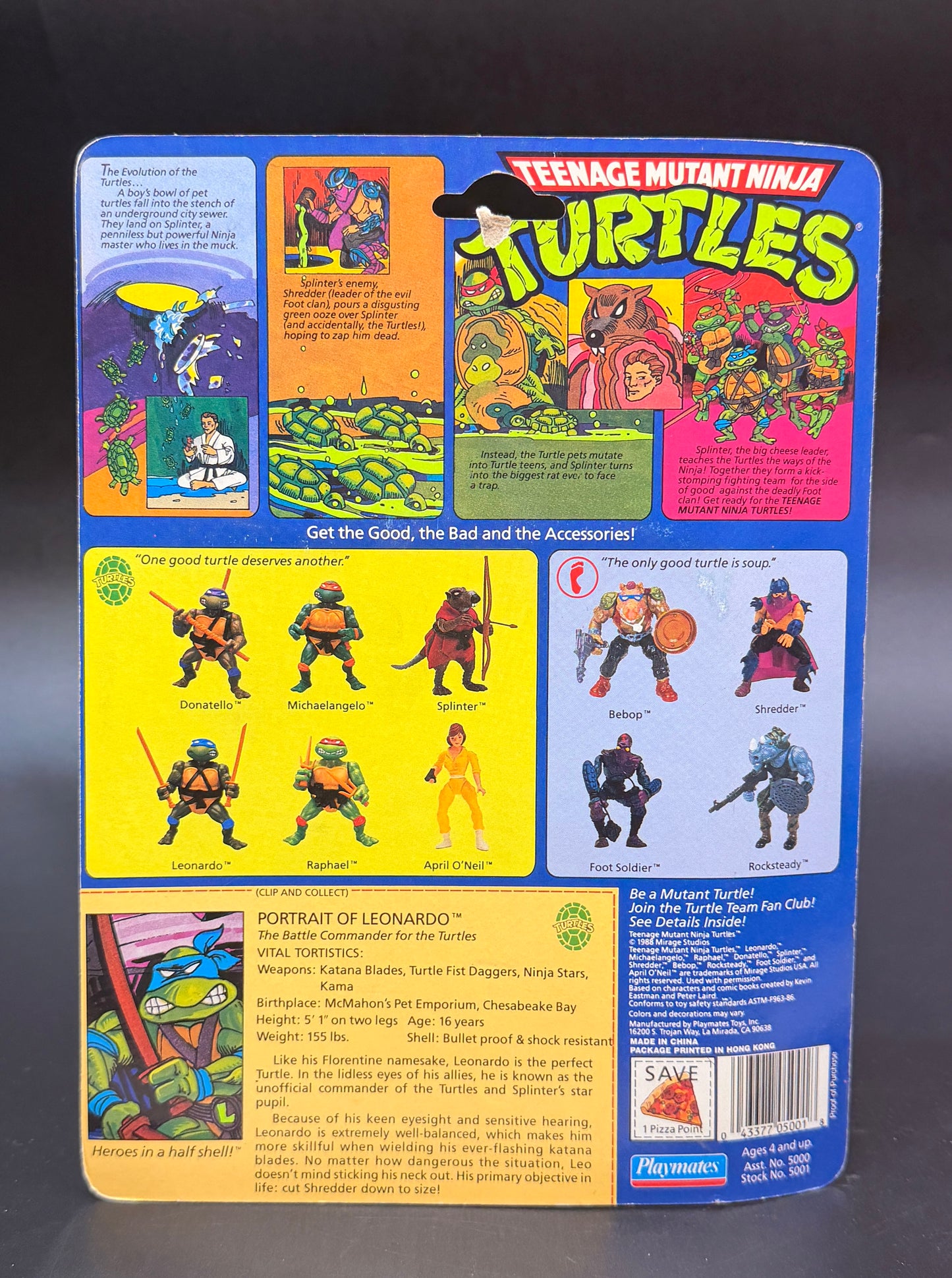 "Leonardo" Teenage Mutant Ninja Turtles Action Figure Playmates 1988