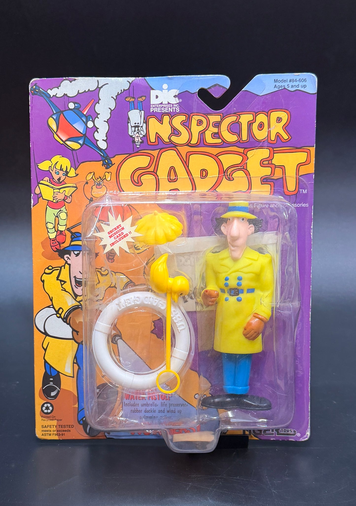 "Inspector Gadget" (Go Go Gadget Water Pistol Squirting Action) Inspector Gadget Action Figure Tiger Toys 1992