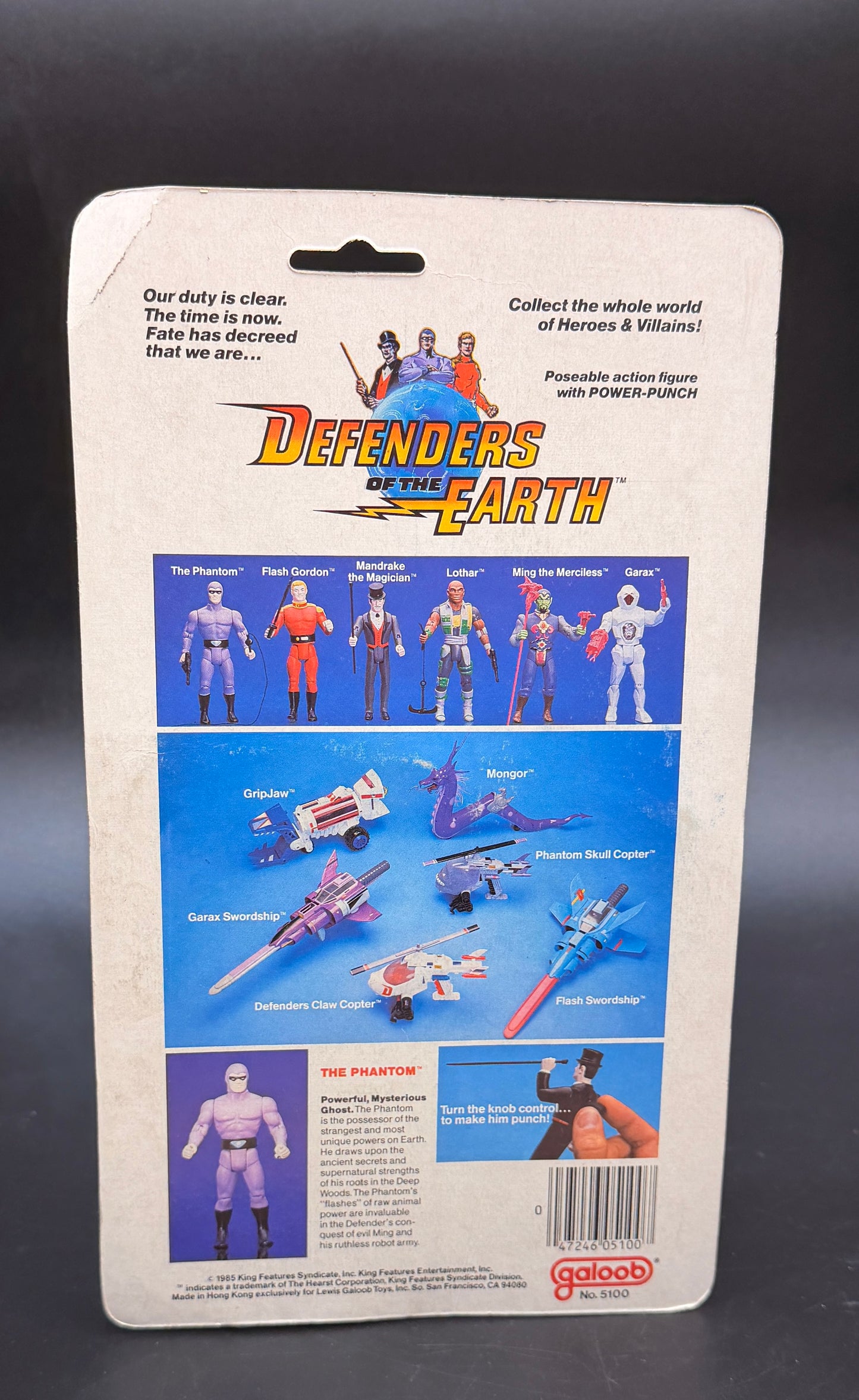 "The Phantom" (Lash Whip) Defenders of the Earth Action Figure Galoob 1985