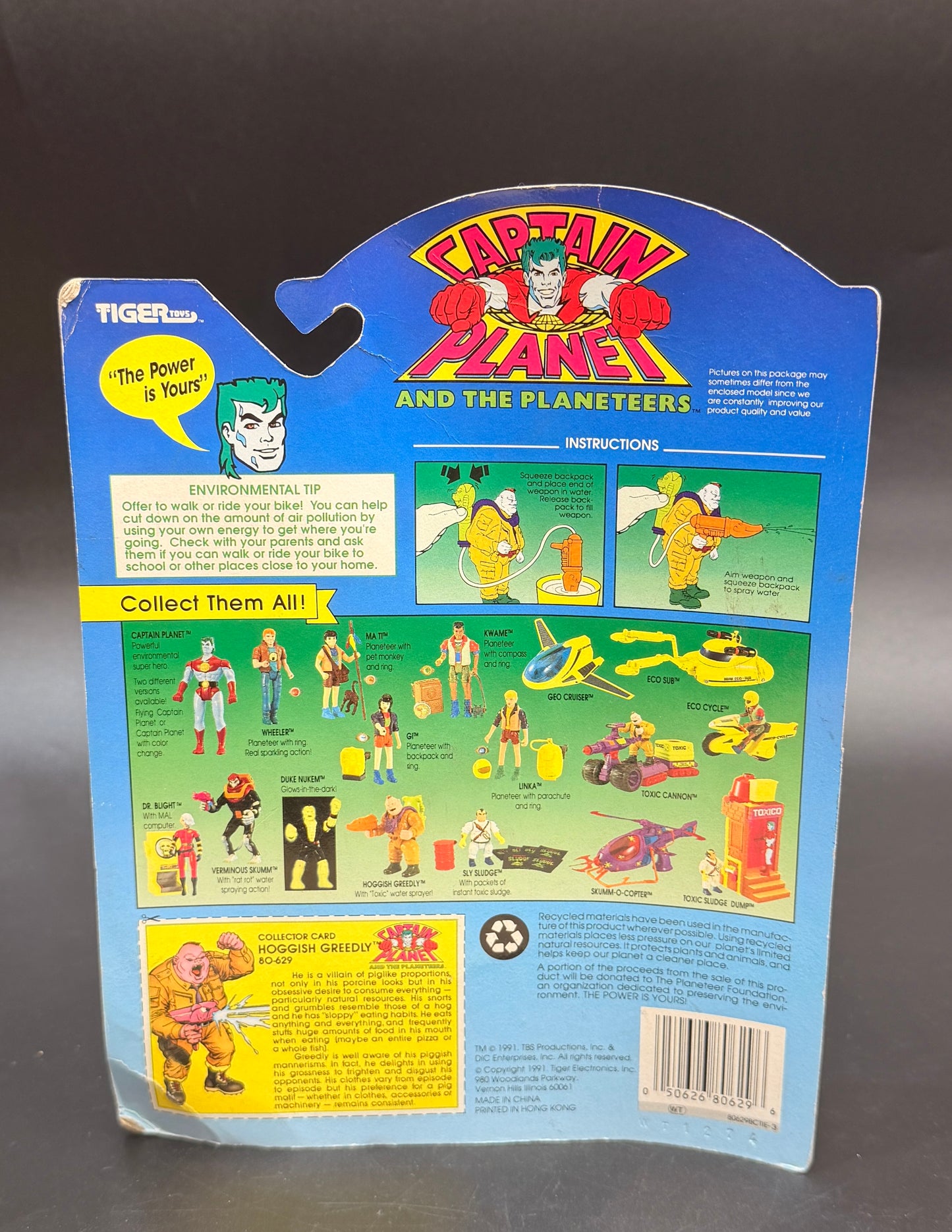 "Hoggish Greedly" (Water Spraying Action) Captain Planet and the Planeteers Action Figure Tiger Toys 1991