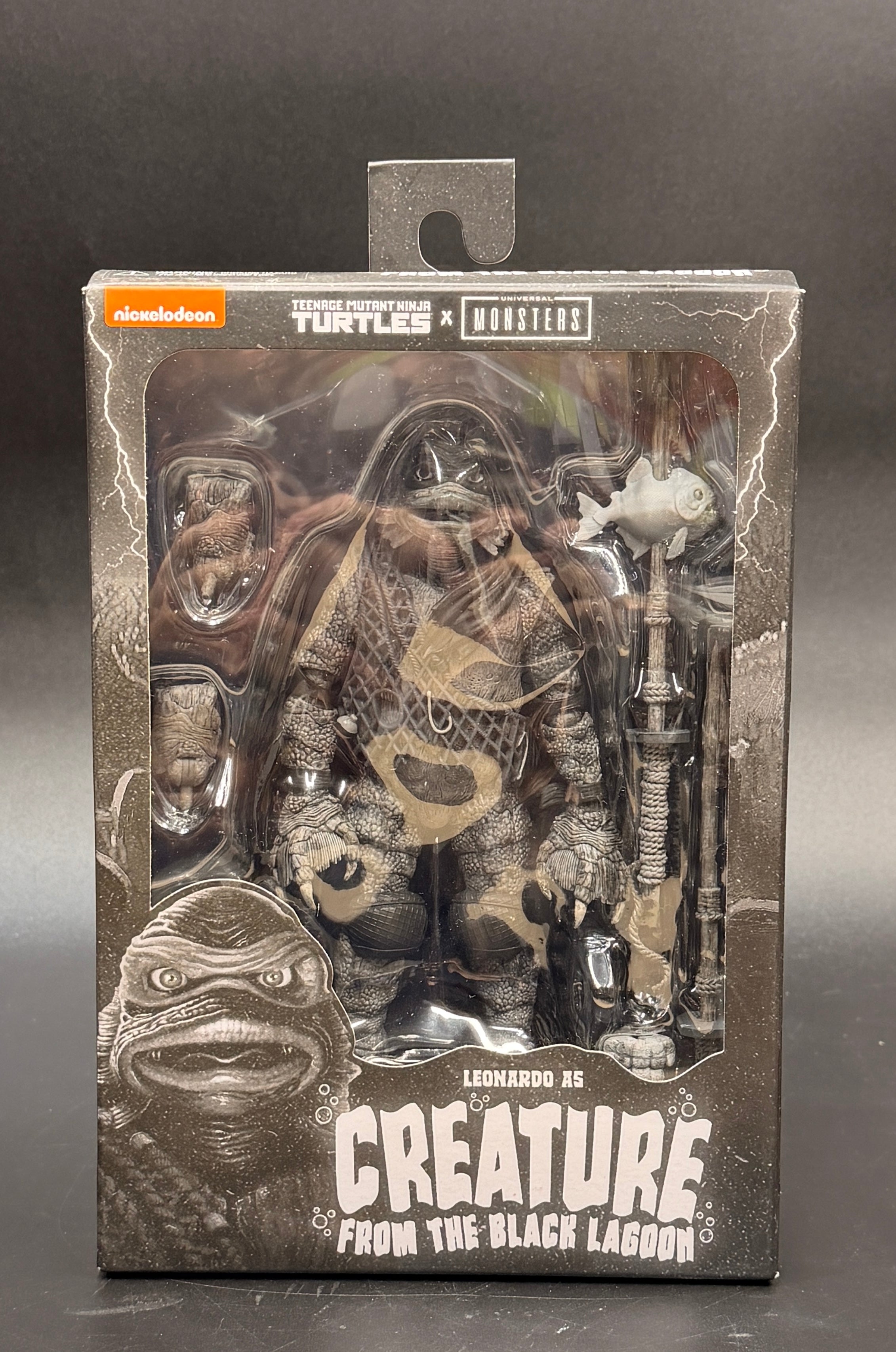 Creature from the Black Lagoon (Leonardo) Teenage Mutant Ninja Turtles X Universal Monsters (Black and White Variant) Action Figure NECA 2025