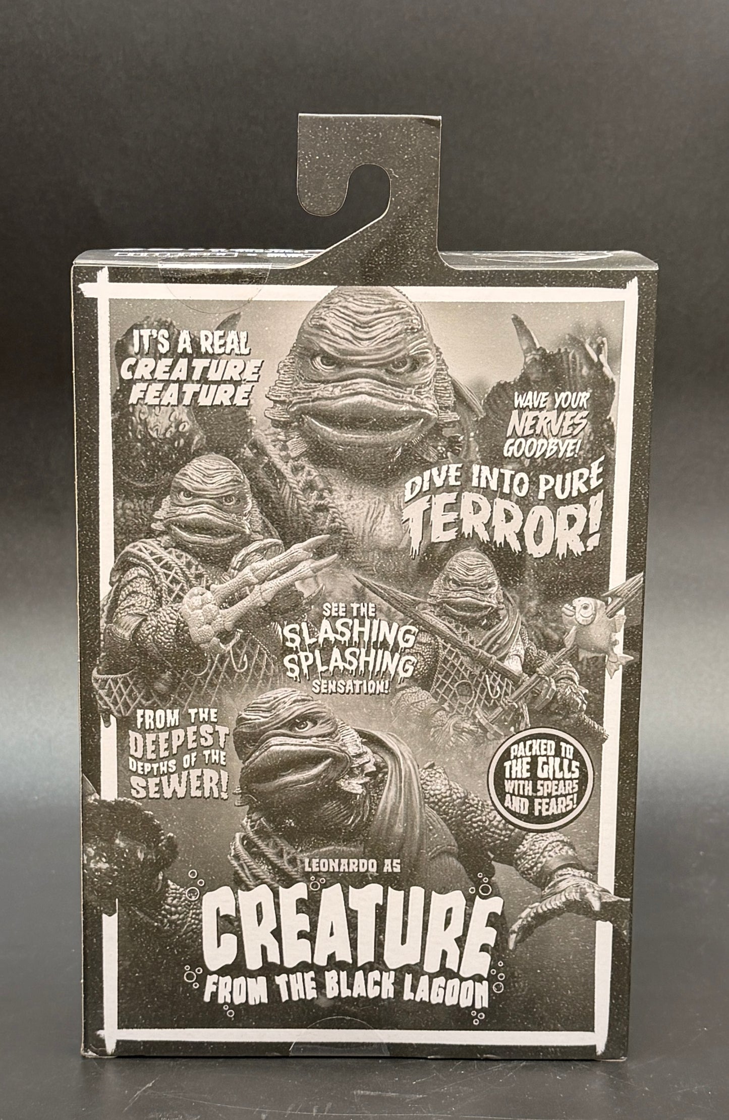 Creature from the Black Lagoon (Leonardo) Teenage Mutant Ninja Turtles X Universal Monsters (Black and White Variant) Action Figure NECA 2025