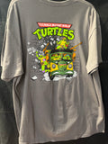 Official TMNT Gray Shirt – Classic 1987 TV Series Logo Front & Party Van Back Graphic