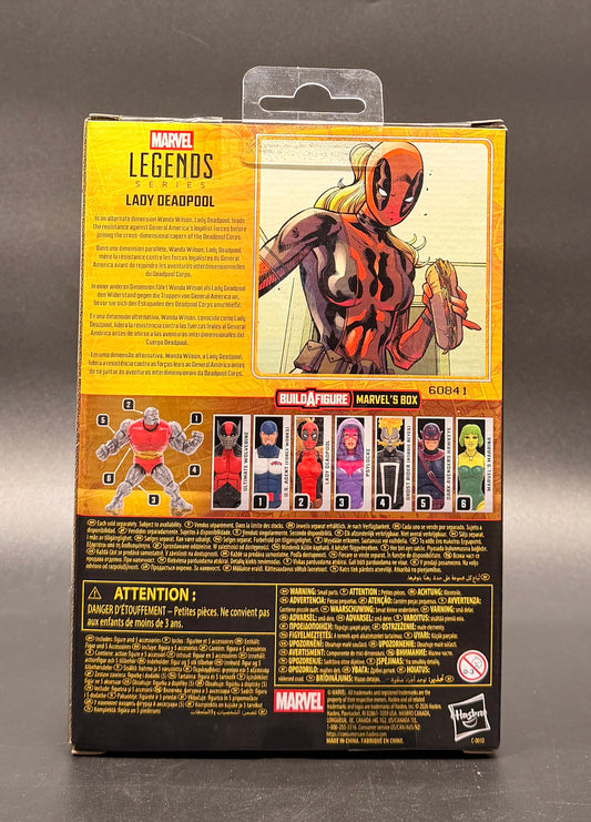 Lady Deadpool (BAF Marvel's Box) Action Figure Marvel Legends Hasbro 2026. Rear Box View.