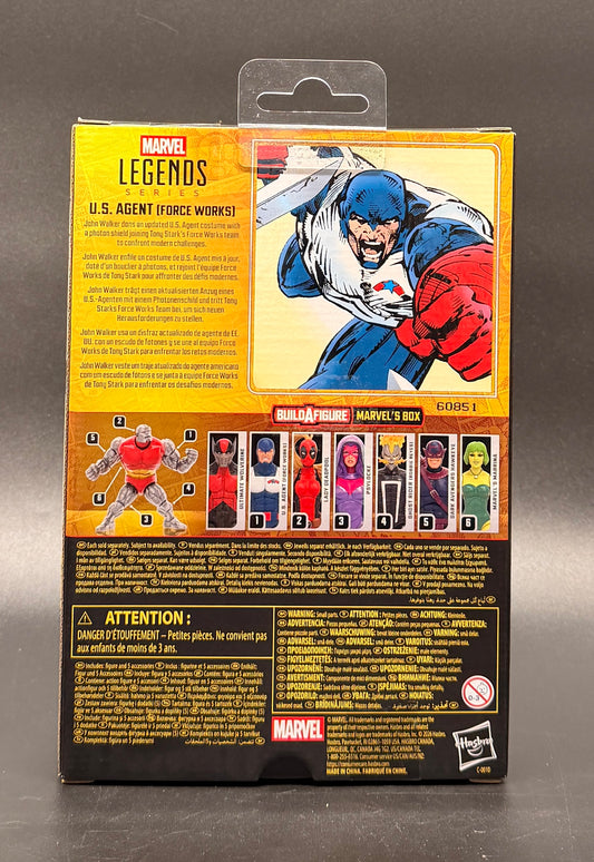 US Agent Force Works (BAF Marvel's Box) Action Figure Marvel Legends Hasbro 2026 Rear Box View.