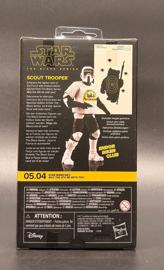 Scout Trooper Star Wars Day: May The 4th Be With You Black Series Action Figure Hasbro 2026 Rear Box View.