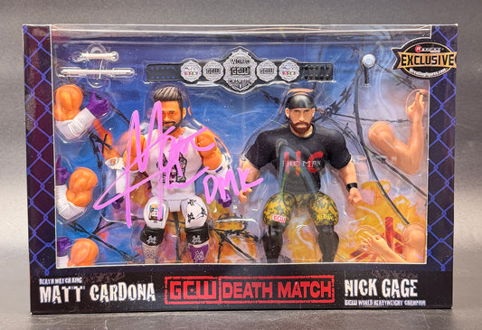 Matt Cardona & Nick Gage Bell to Bell GCW Death Match Signed Action Figure Set RSC Toys 2023