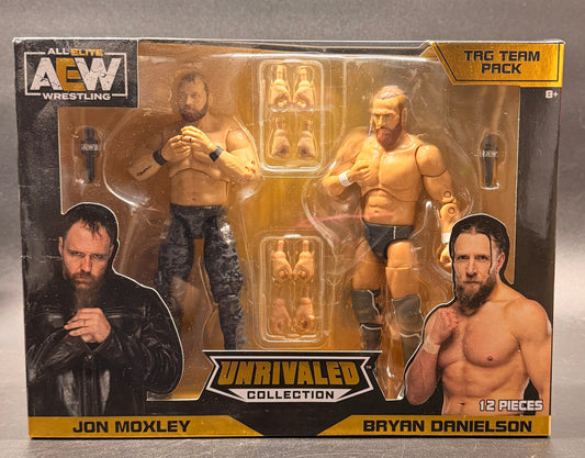 Jon Moxley and Bryan Danielson AEW: Unrivaled Collection Tag Team Pack Action Figure Set Jazwares 2022