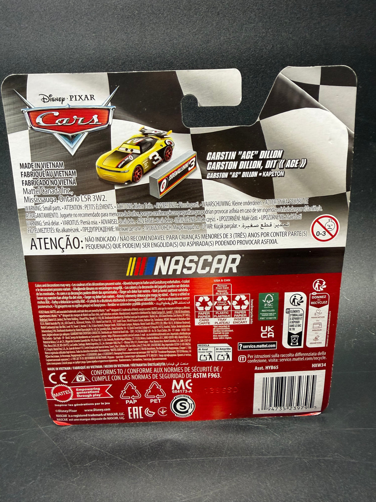 Carstin Ace Dillon Disney Pixar Cars NASCAR Diecast Car Mattel 2024