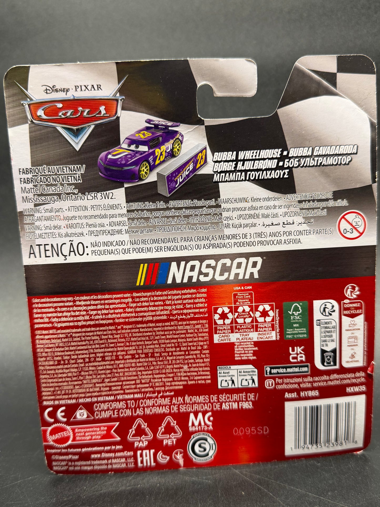Bubba Wheelhouse Disney Pixar Cars NASCAR Diecast Car Mattel 2024