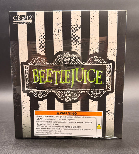 Beetlejuice B&W Striped Suit Mezco 1:12 Scale Figure Beetlejuice