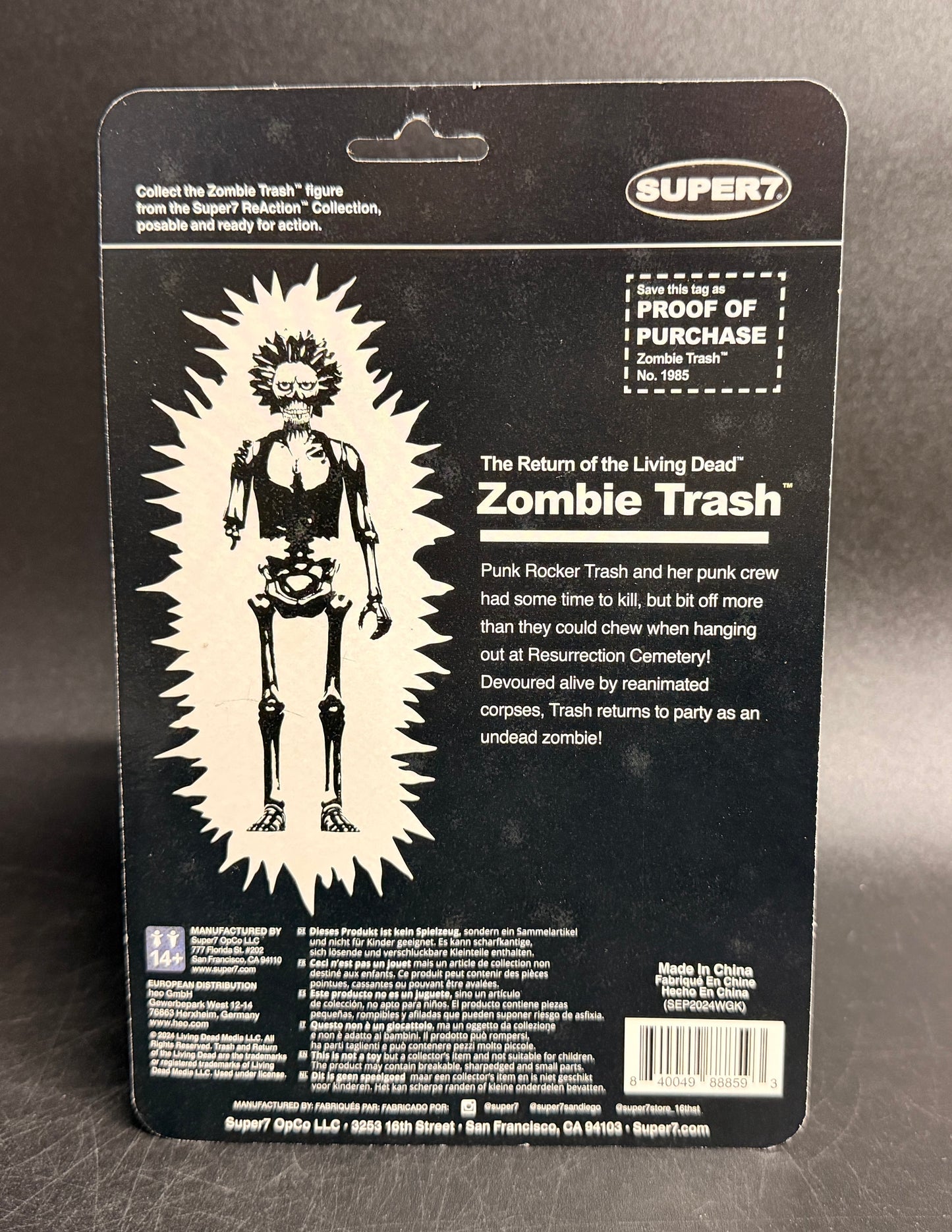 Zombie Trash Super 7 Return Of The Living Dead Glow-In-The-Dark ReAction Figure 2024