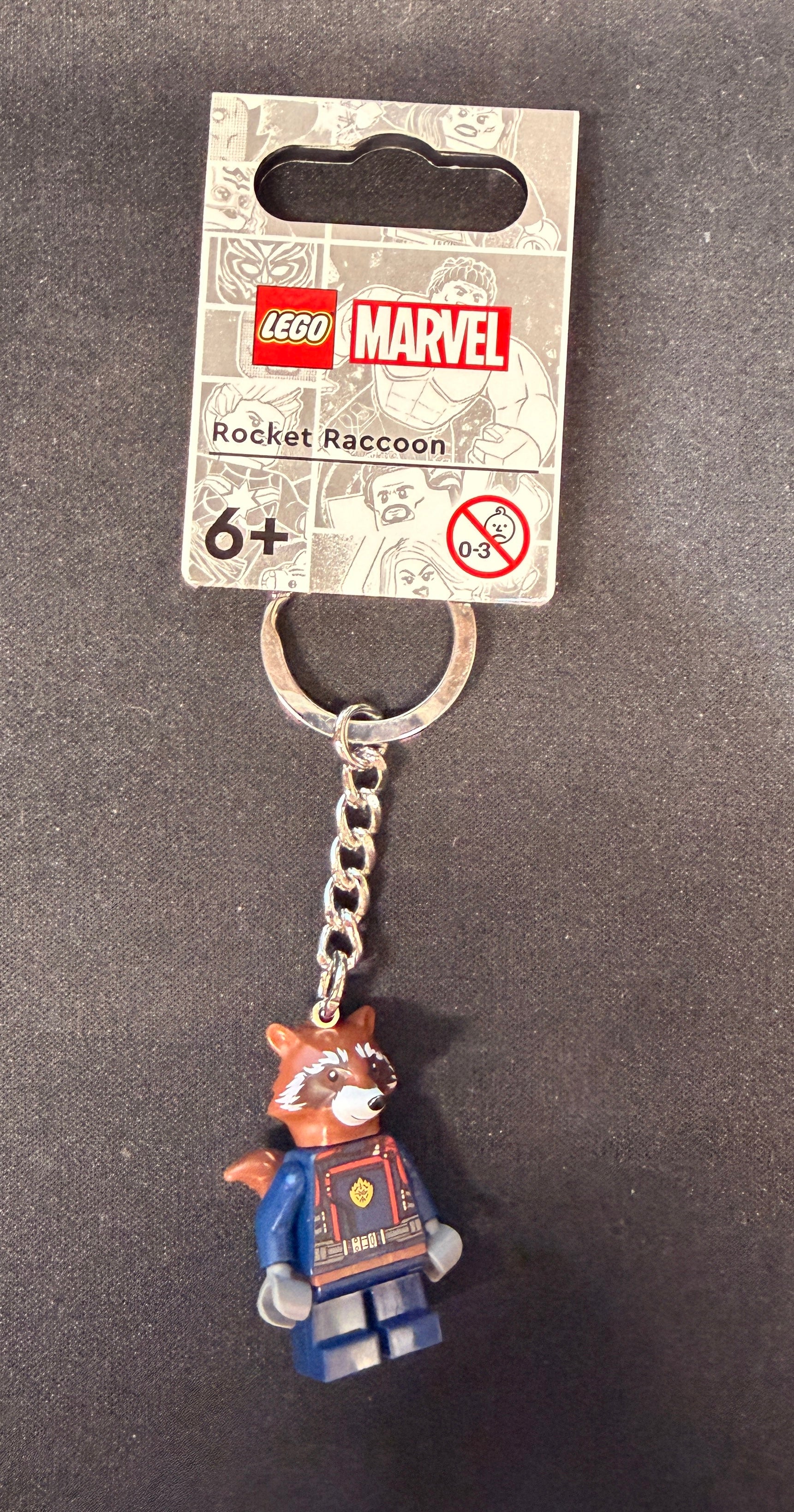 Rocket Raccoon Lego minifigure keychain