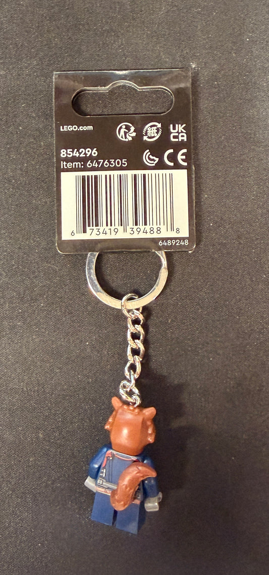 Rocket Raccoon Lego minifigure keychain