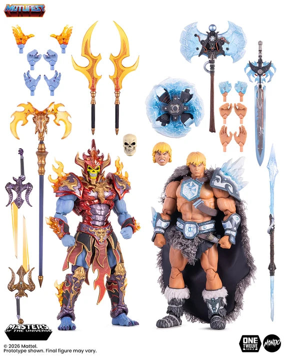Ice Armor He-Man & Fire Armor Skeletor Masters of the Universe 200X 1:12 Scale Limited Edition Action Figure Set Mondo 2026