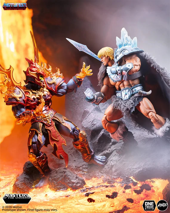 Ice Armor He-Man & Fire Armor Skeletor Masters of the Universe 200X 1:12 Scale Limited Edition Action Figure Set Mondo 2026